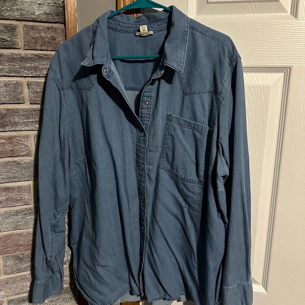 Blue Denim Button-Up Shirt